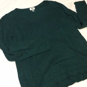 Old Navy Sparkly Green V-Neck Sweater